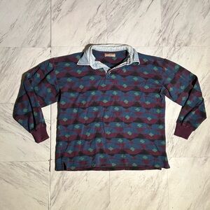 Vintage guess Patterned long sleeve polo